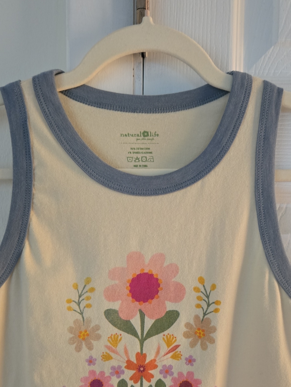 Natural Life Ringer Tank Top Ivory Folk Flower NWOT Women Small - Picture 3 of 9